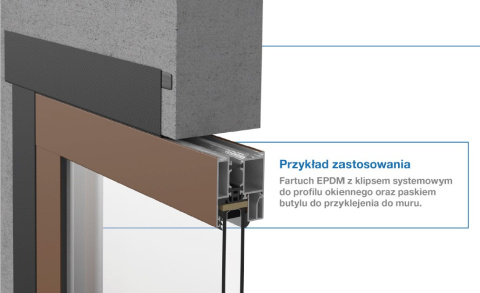 Fartuch EPDM 0,75mm wewnętrzny z klipsem systemowym + taśma butylowa od 100 do 700 mm - 25 m.b..